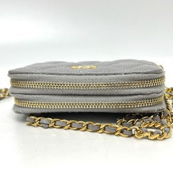 CHANEL AP2308 Matelassé Chain Wallet/Coin Case Shoulder Bag, Caviar Leather, Women's, Gray