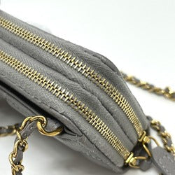 CHANEL AP2308 Matelassé Chain Wallet/Coin Case Shoulder Bag, Caviar Leather, Women's, Gray