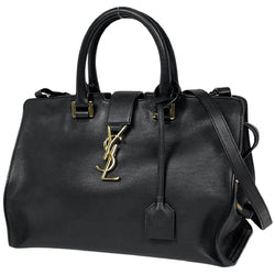 Saint Laurent Cabas Small 2-Way Leather Handbag, Black, 394461, Women's