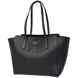 Gucci Swing Tote Bag, Leather, Black, 354408, Women's