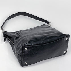 Prada PRADA Logo Plate Shoulder Bag, Leather, Nero (Black), Women's