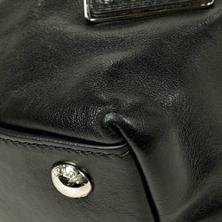 Prada PRADA Logo Plate Shoulder Bag, Leather, Nero (Black), Women's