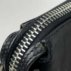 Prada PRADA Logo Plate Shoulder Bag, Leather, Nero (Black), Women's