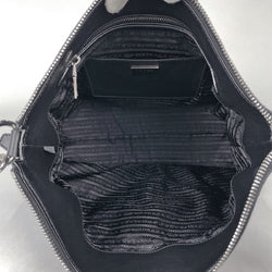 Prada PRADA Logo Plate Shoulder Bag, Leather, Nero (Black), Women's